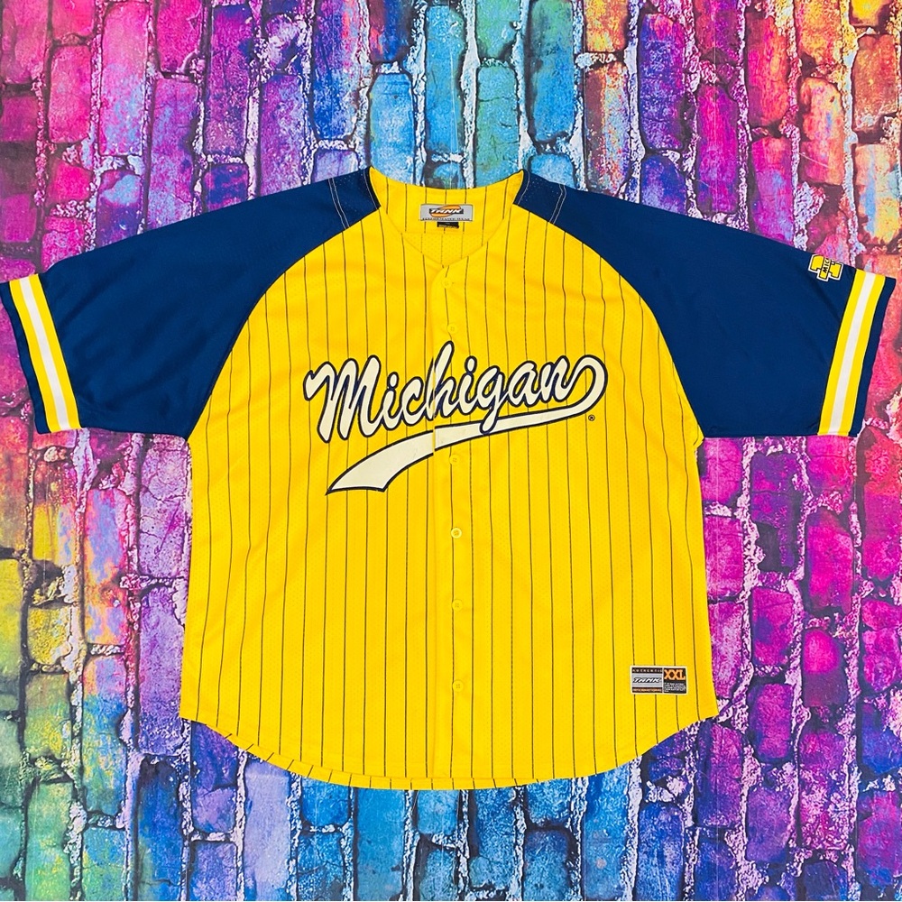 Vintage 90’s Michigan Wolverines Tank Mens XXL Baseball Jersey gold Stitched